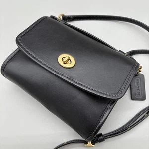 Bolso Bandolera Coach C3486 Kip Turn Lock Cuero Negro - Imagen 1 de 9