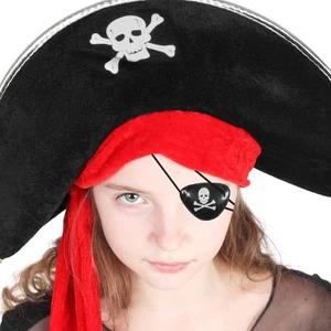 Juego de accesorios de disfraz de pirata de Halloween de 5 piezas sombrero gancho pendiente y parche para ojos - Imagen 1 de 12