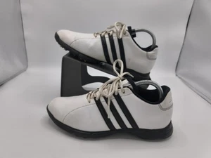 Adidas Golflite White Golf Shoes Size UK 7 EU 40 2/3 Plastic Spike Studs - Picture 1 of 10