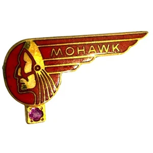 Vintage Mohawk Airlines 10K GF Red Enamel Service Lapel Pin Pink Ruby? Gemstone - Picture 1 of 6