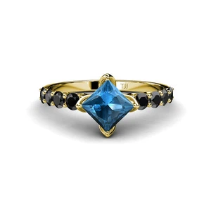 Blue Topaz Diamond Women Engagement Ring 1.95 ctw 14K Yellow Gold JP:35618 - Picture 1 of 10