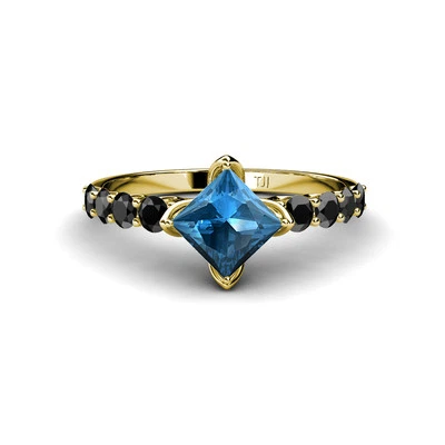 Blue Topaz Diamond Women Engagement Ring 1.95 ctw 14K Yellow Gold JP:35618 - Image 1 of 4