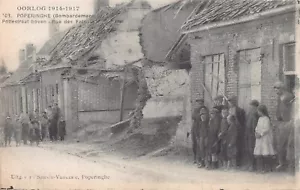 POSTKARTE - WK1 - BOMBENSCHADEN - POPERINGHE - POPS - RUE DES POTS - KINDER - Bild 1 von 2