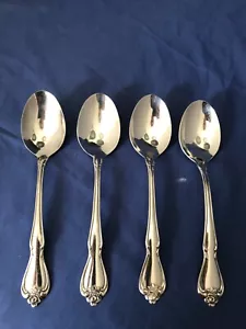 Juego(s) de 4 cucharas de sopa ovaladas de acero inoxidable 6-3/4" Arbor Rose Rogers Oneida - Imagen 1 de 3