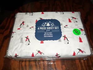 4 Piece Winter Penguin Style Full Size Sheet Set - Picture 1 of 2