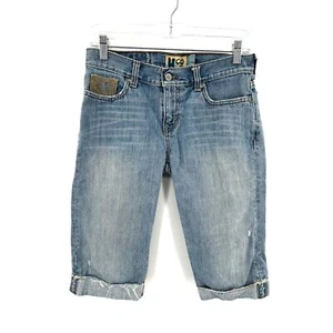 HOLLISTER Women's Y2K Low Rise Cuffed Cropped Capri Denim Blue Jeans Size 3 - Picture 1 of 7