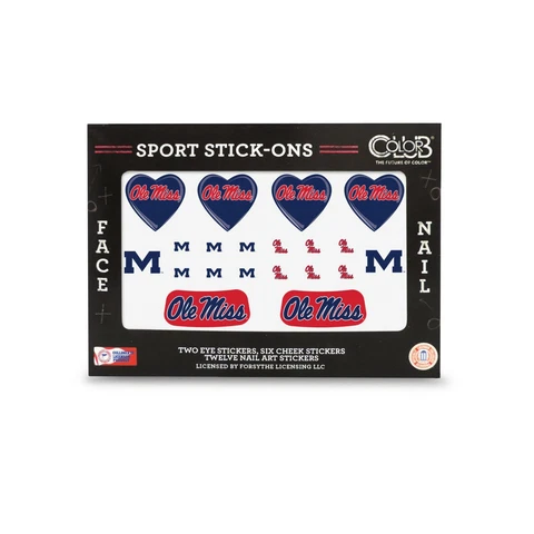 Ole Miss Rebels Face and Nail Tattoos-Color Club College Sport Stick On's Cover