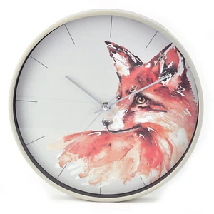 Round Wall Clock Animal Nature Fox Design 30cm Battery Powered Meg Hawkins - Picture 1 of 2