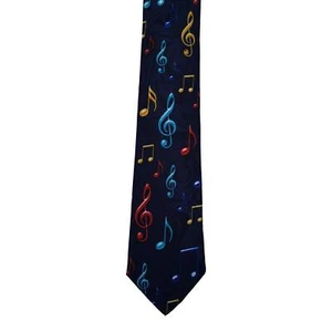 Coloured Treble Clefs Music Notes Polyester Novelty Tie Student Teacher Musician - Picture 1 of 1