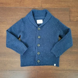 Sovereign Code Boys Sz 4 Shawl Collar Ribbed Cardigan Grandpa Sweater Navy Blue - Picture 1 of 5