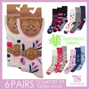 TOPSOX 6 Pairs Ladies Bamboo Comfort Fit Loose Non-Elastic Top Diabetic Socks UK - Picture 1 of 7