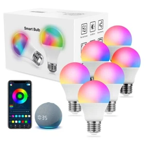 E26 Smart Light Bulb 6Pack Led Light bulb New Design 9W E27 60HZ App Wifi - Picture 1 of 13