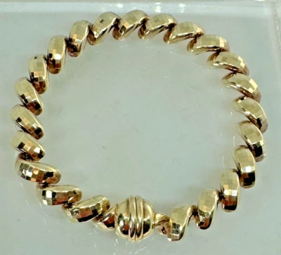Pulsera Italia Diseñador Eslabón Martillado Oro sobre Plata 925 9mm 7.75" Magnético CL Foto 1 de 4