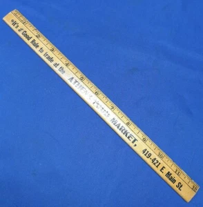 Vintage Danville Illinois Athen Lebensmittelmarkt Holz Lineal MJ Stuebe Werbung - Bild 1 von 6