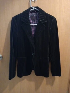 ETRO black purple green striped velvet jacket blazer women’s Italian size 44 VTG - Picture 1 of 4