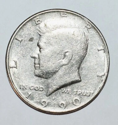 1990 P Kennedy Half Dollar Rare Cud DD Missing Date Error Collar Rim Error Rare - Image 1 of 4
