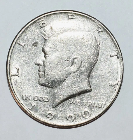 1990 P Kennedy Half Dollar Rare Cud Error Rim DD Missing Date 9 Error on Reverse Cover
