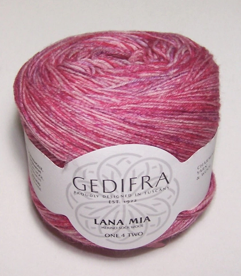 100g ball of Gedifra LANA MIA ONE 4 TWO Sock knitting yarn #1482 PINK & LAVENDER - Image 1 of 1