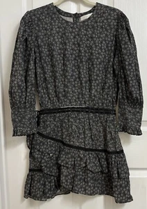 LOVE SHACK FANCY Women’s Size S Black Gray Floral Long Sleeve Dress - Picture 1 of 9