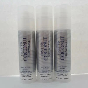 3 Bath & Body Works Frosted Coconut Snowball Frosted Swirl Bodylotion 3,4 Oz. - Bild 1 von 4