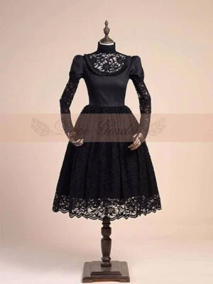 Custom Made To Order Poplin&Lace High-Neck Party/Cocktail Dress Plus 1x-10x L75 - Image 1 of 3