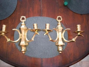 Pair of Vintage Brass Sconces - Picture 1 of 2