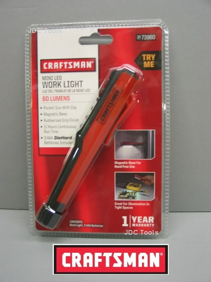 Craftsman Mini LED Work Light Magnetic Base 60 Lumens Pocket Size 3473960 RED - Image 1 of 1