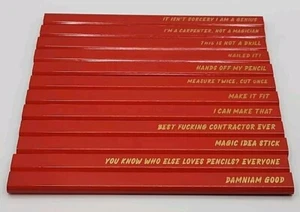12 Pack Red Funny Octagonal Carpenter Pencils for Woodworking Construction Gift - Picture 1 of 3
