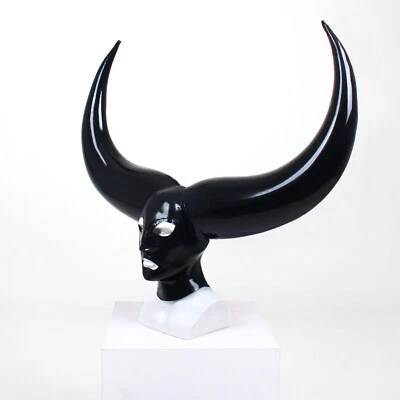 latex inflatable mask hood party latex horn show bar mask cosplay zentai 0.4mm - Image 1 of 3