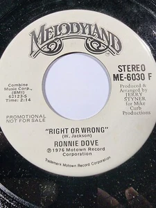 Ronnie Dove - Right Or Wrong Stereo / Mono 7" PROMO VG F7 - Picture 1 of 2