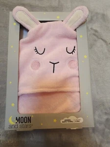 Hooded Infant Baby Bath Towel Pink Bunny 100% Cotton Soft Absorbent Age 0-9m - Picture 1 of 2
