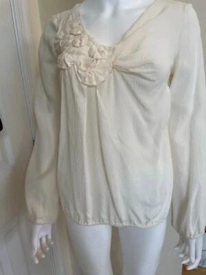 Blusa Leon Max edição limitada feminina seda off white creme flores XS - Imagem 1 de 4