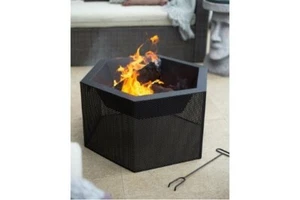 LA HACIENDA MESH HEXAGON FIREPIT IN BLACK - Picture 1 of 5