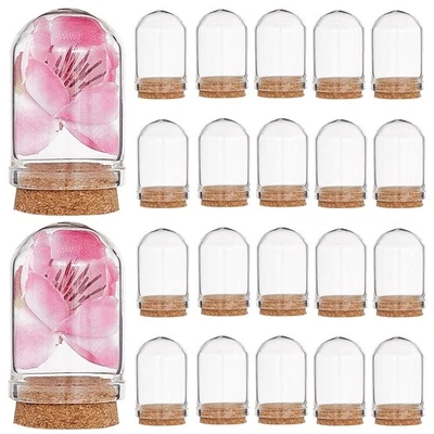20 Sets Glass Cloche Dome Mini Display Bell Jar with Cork Base 1.43Inch Terra... - Image 1 of 4