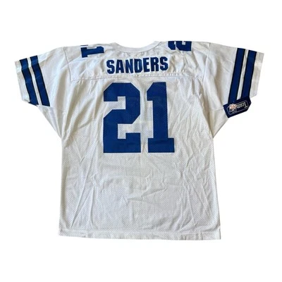 Camiseta De Colección Nueva Con Etiquetas Deion Sanders Dallas Cowboys Wilson Blanca Hecha en EE. UU. Foto 1 de 4
