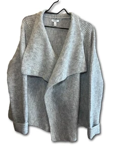 Nine West Women's Wool Blend Gray Open Cardigan Sweather Waterfall Size Large - Picture 1 of 13