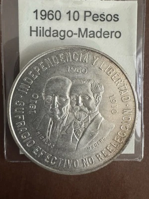 Mexico Silver 10 Pesos Independencia Y Libertad Hidalgo & Madero 1810-1960 - Image 1 of 4