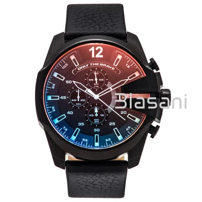 Diesel DZ4323 Mega Chief Men's Black Leather Strap Chronograph Watch 59X51mm - Image 1 of 4