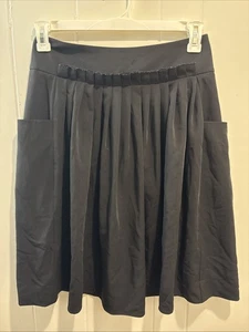 Simply Vera Vera Wang Women's Black Pleated Side Pockets A-Line Skirt Size 4 - Picture 1 of 5