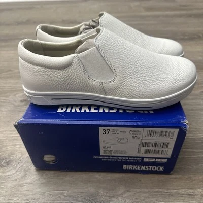 Birkenstock Hombres QO400 Mocasines Blanco Cuero Natural Zapatos Sin Cordones Talla 6/37 Foto 1 de 4