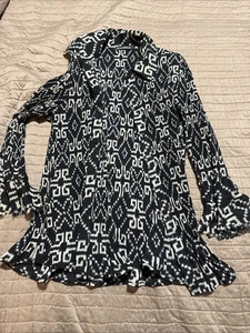 Essentials by Milano Plissee Bluse mit Knopfleiste Damen Größe L Glockenärmel Stretch - Bild 1 von 7