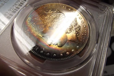 1878-S  Morgan Silver Dollar   PCGS UNC Details "RAINBOW" - Image 1 of 4