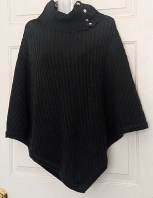 Poncho Michael Kors Feminino Tamanho OS Gola Alta Shaker Poncho Preto Novo - Imagem 1 de 4