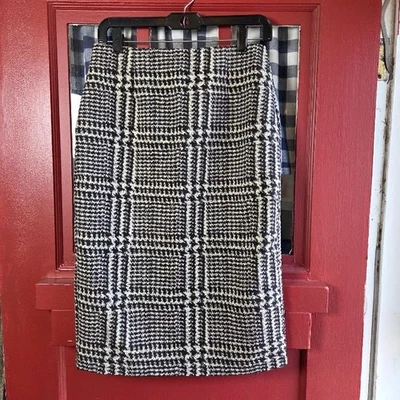 NUEVO SIN ETIQUETAS Zara Basic Para Mujer Negro Blanco Recto Falda Lápiz Cremallera Trasera Talla L Foto 1 de 4