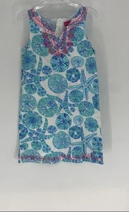 Lilly Pulitzer Girls Multicolor Floral Cotton Split Neck Shift Dress Youth Large - Picture 1 of 7