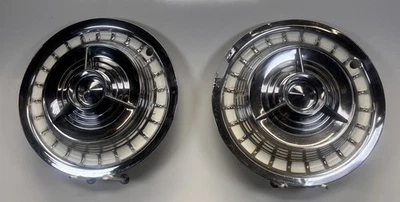 Pair National Aftermarket Universal Tri-Bar Spinner 15" Hubcaps Wheel Covers - Image 1 of 4