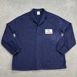 VINTAGE French Jacket Adult Large Blue Canvas Chore Workwear Military Mens - Picture 1 of 7
