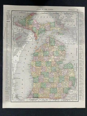 Rand-McNally Imperial Atlas of the World - 1903 Map of Michigan & detroit - Image 1 of 4