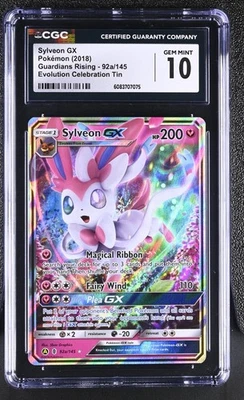 2018 POKEMON GUARDIANS RISING TIN SYLVEON GX 92A/145 CGC 10 GEM MINT - Image 1 of 2
