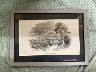 FRAMED Antique Art Print , c1840 , CHELTENHAM FROM BATTLEDOWN - image 1 of 4